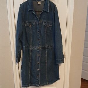 St. John's Bay Blue Long Sleeve Denim Dress